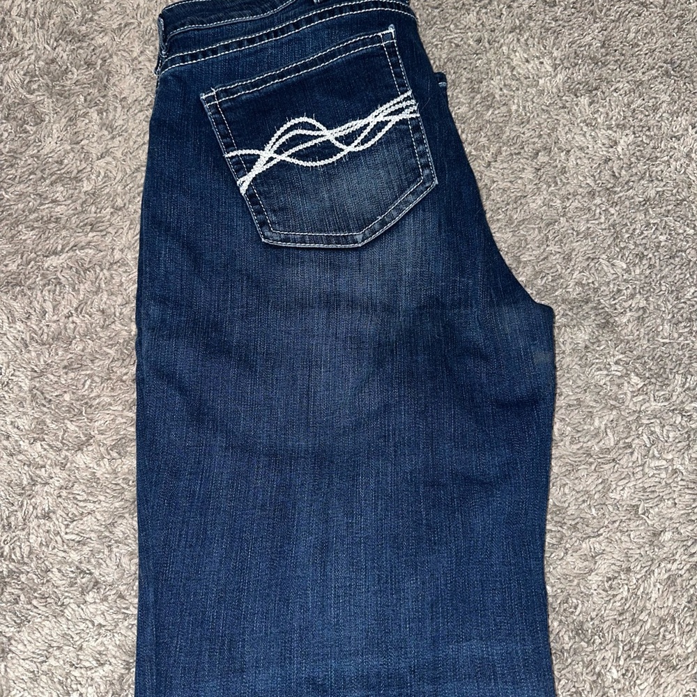 Cowgirl Tuff Dark Blue Bootcut Jeans with White Stitching- Legendary Light